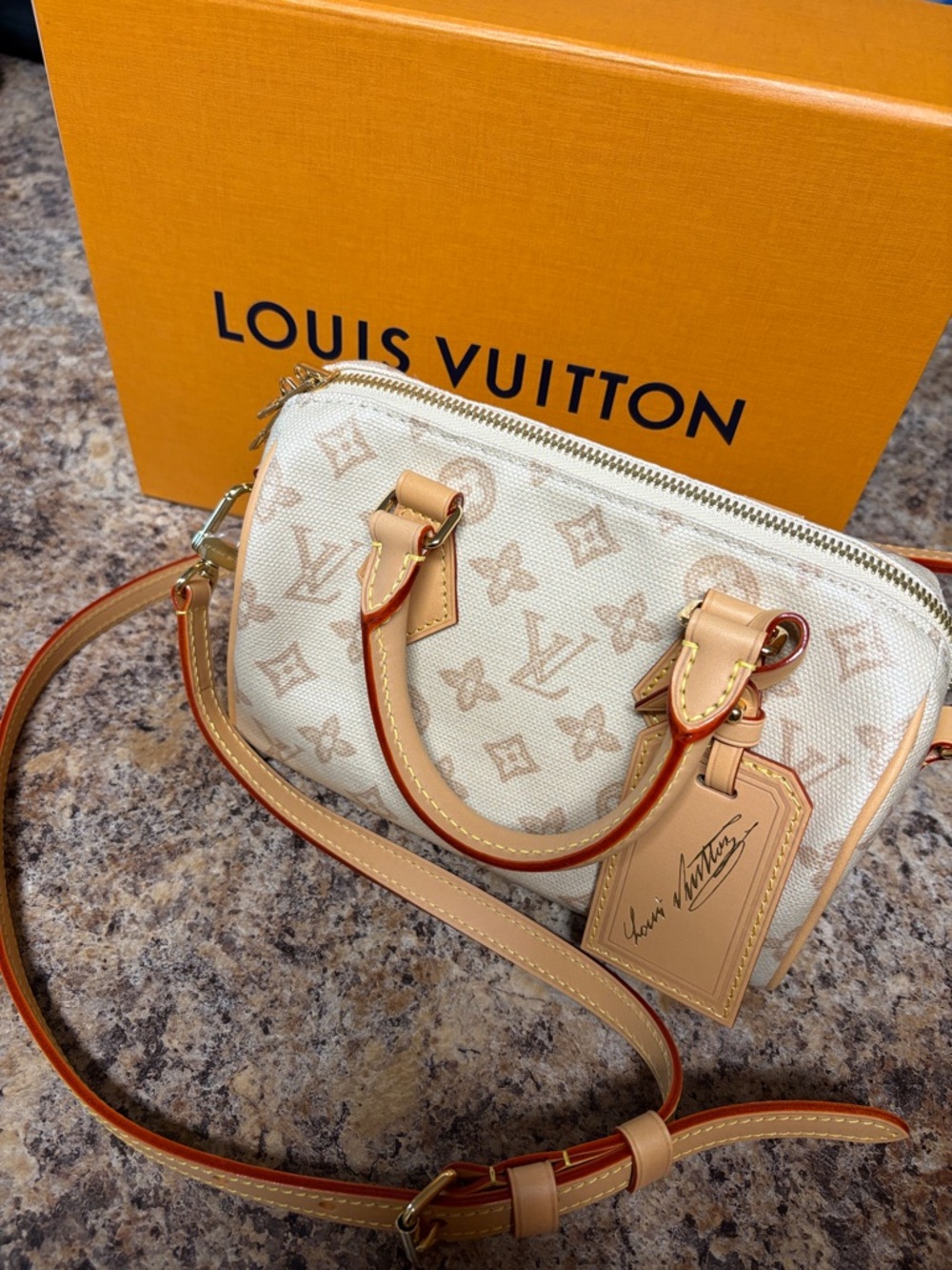Louis Vuitton Cream Speedy 20 Bandouliere 130th Anniversary Edition- Linen
